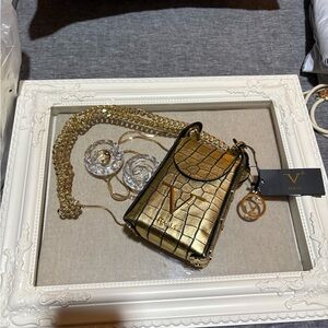 Valentino Italia Gold Crossbody Bag